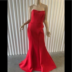 Tony Bowles strapless red evening gown